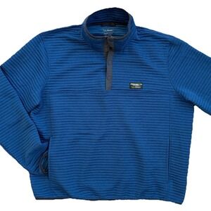 LL Bean Mens Airlight Knit Pullover Sweater Jacket Size XL Blue 1/4 Quarter Snap